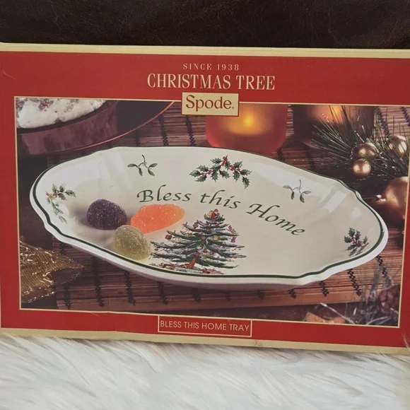 Spode Christmas Tree Bless This Home Tray - NWT - Picture 8 of 13